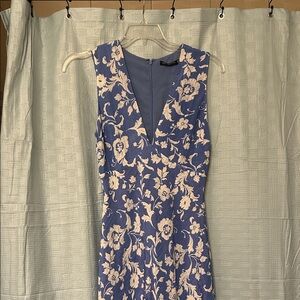 Abercrombie & Fitch Blue and Cream Floral Column Maxi Midi Dress